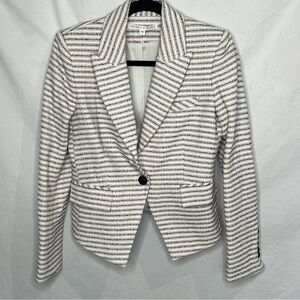 Veronica Beard Tweed Blazer Jacket Sz 4 White Black Stripe Formal Career Preppy